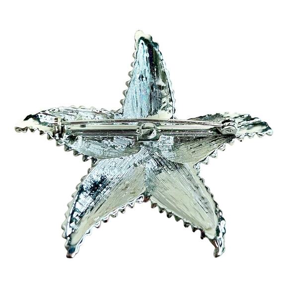 Starfish Silver Tone Textured Brooch - Picture 2 of 4